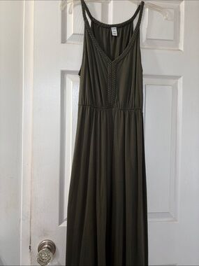 Old Navy Olive Green Braided V-Neck Maxi Dress